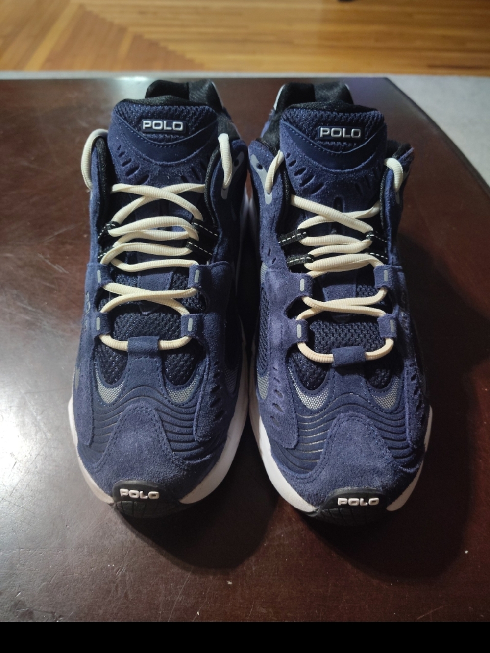 Polo by Ralph Lauren Navy Blue and Cream Athletic Sneakers